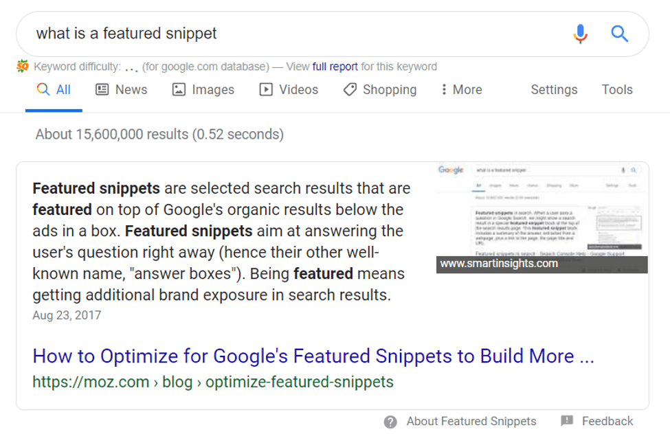 How to Improve Organic Click-Through Rates in 2020 4 featured snippet