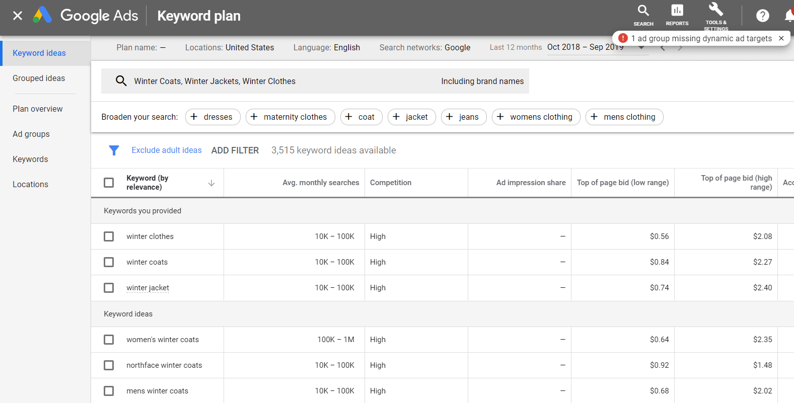 Featured Snippets for Ecommerce Stores: How to Capture Them 3 keyword planner